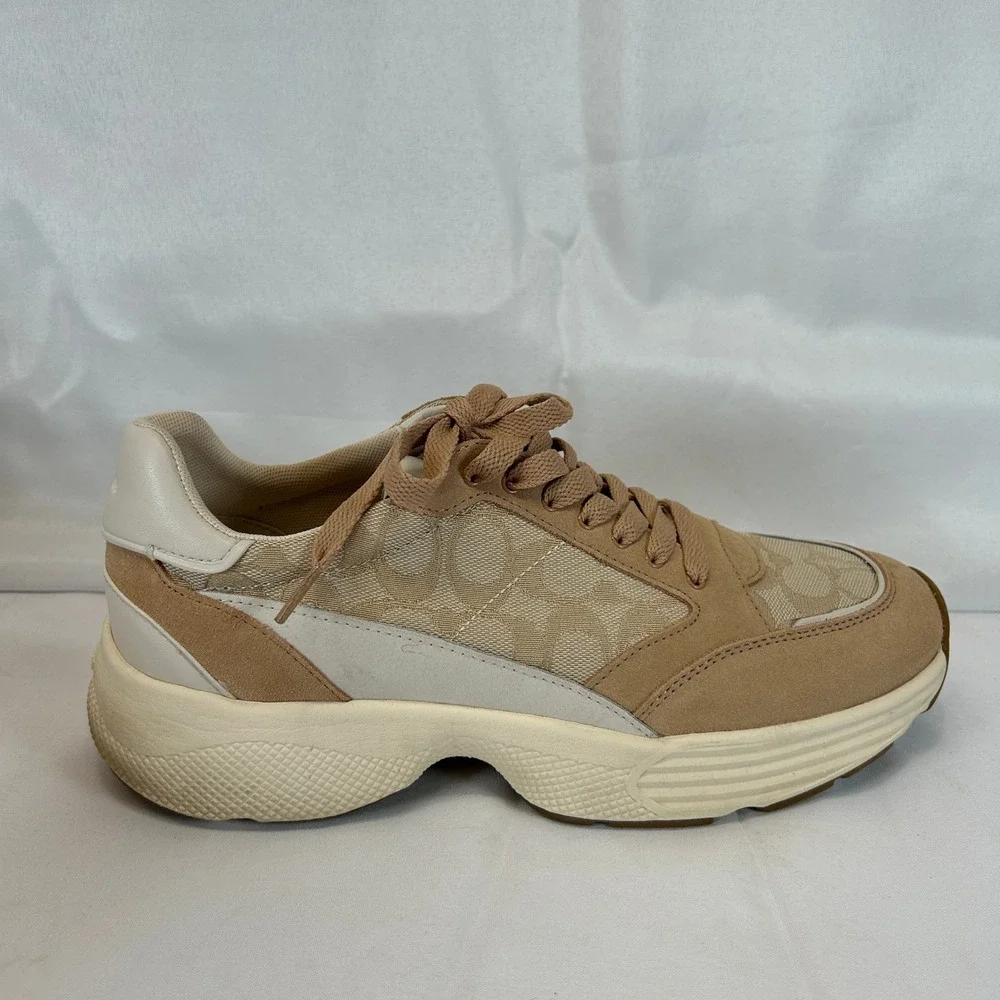 Coach C152 Sig Tech Runner Light Khaki Chalk G5057 Womens 11 B Sneaker